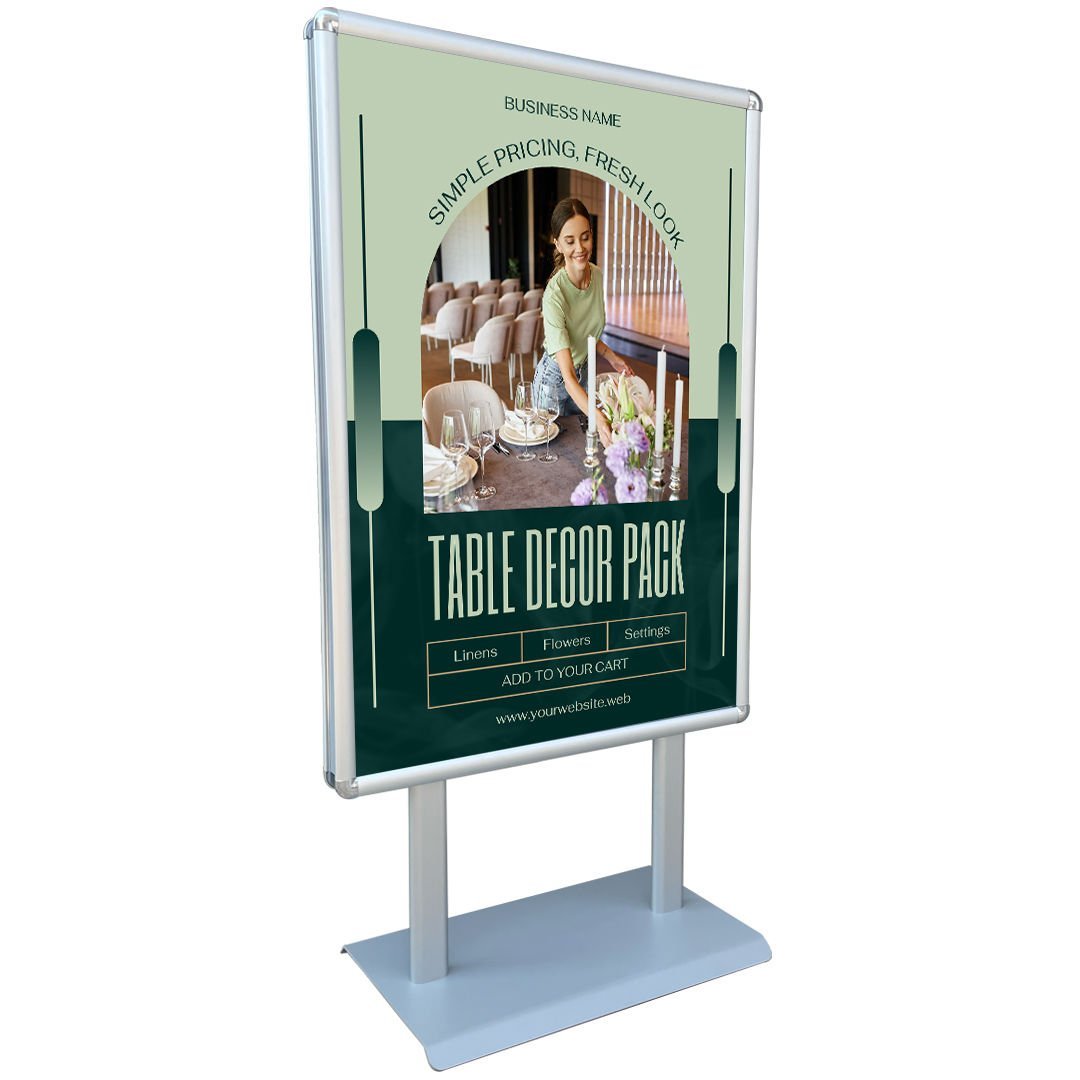 Sac MAKİ Eloksal Gri Çift Taraflı Reklam&Poster Panosu