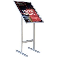 Eloksal Gri Çift T Ayaklı Menü ve Reklam Panosu (Dikey)