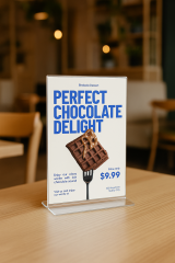 T Tipi Çift Taraflı Dikey Föylük - Masaüstü Pleksi Menü ve Fiyatlık