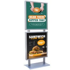 TwinBoard Eloksal Gri 50x70 Çift Taraflı Reklam & Poster Panosu - Ayaklı Afiş Panosu