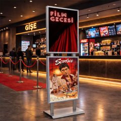 TwinBoard Eloksal Gri 50x70 Çift Taraflı Reklam & Poster Panosu - Ayaklı Afiş Panosu