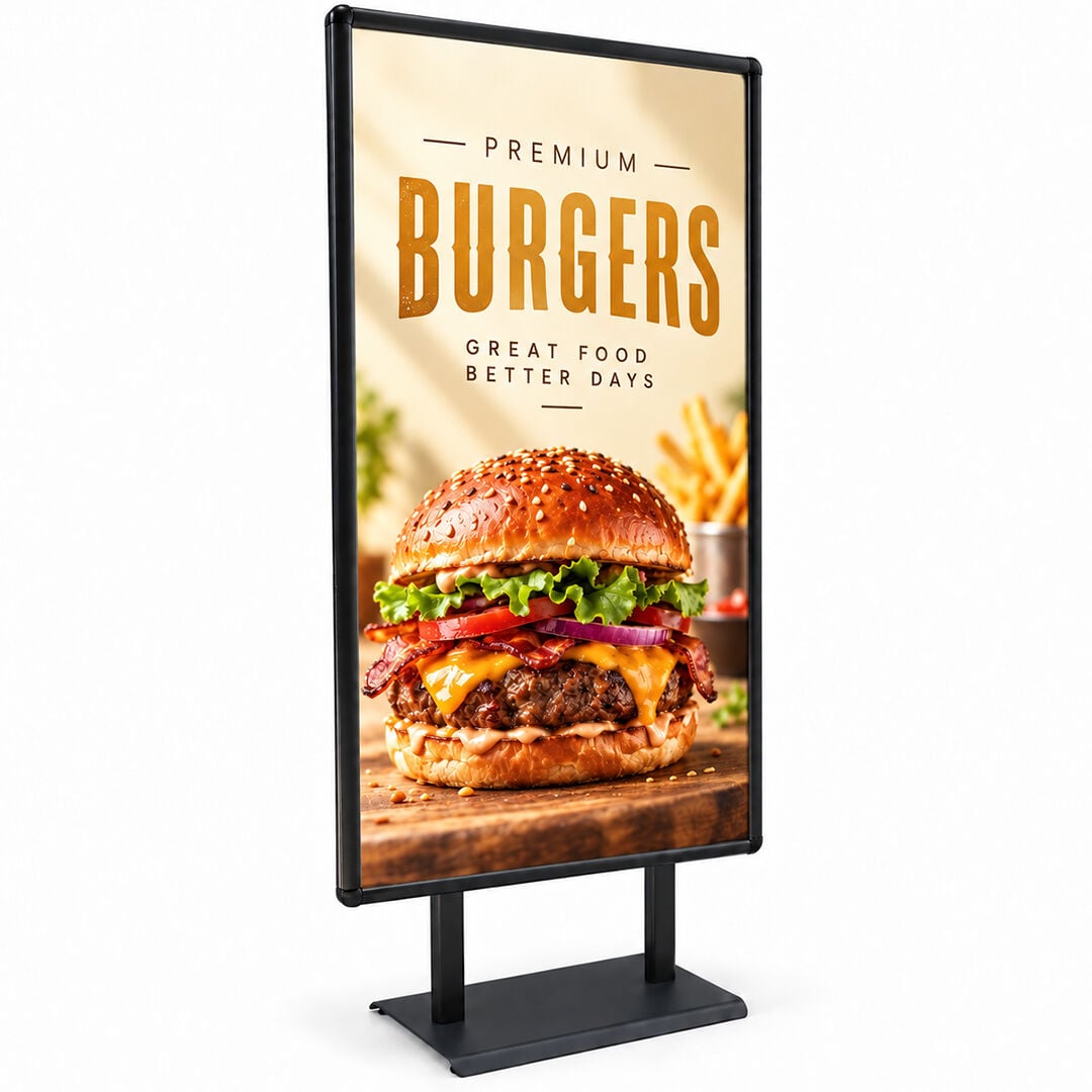 Siyah Huge XL Çift Taraflı Reklam & Poster Panosu 70x140 cm  - Ayaklı Reklam Panosu