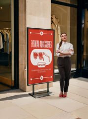 Huge XL Çift Taraflı Reklam & Poster Panosu 70x140 cm  - Ayaklı Reklam Panosu