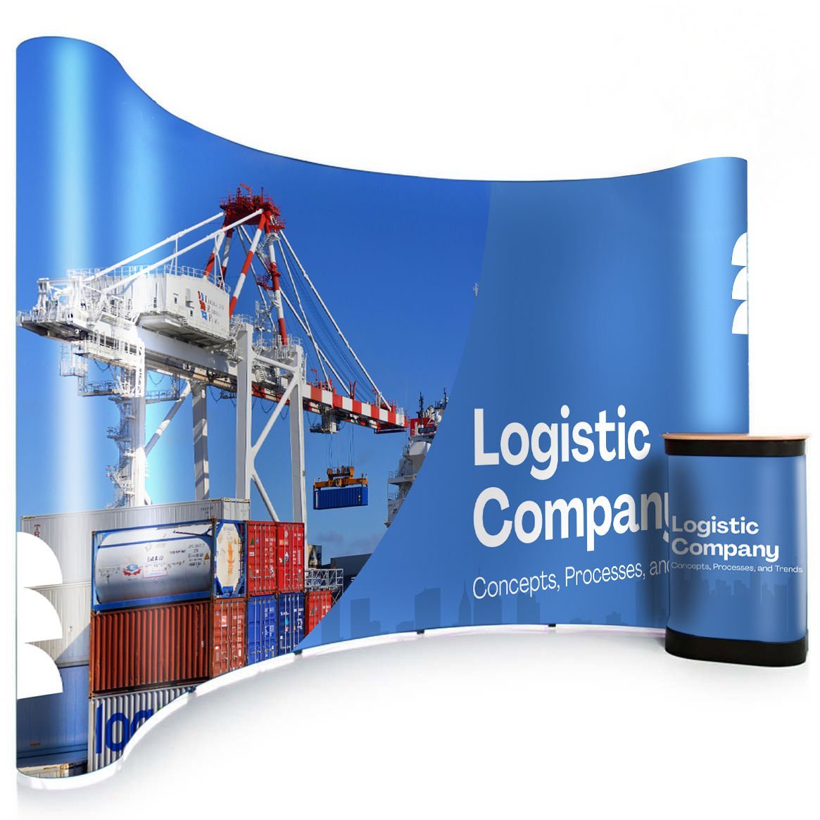 Pop-Up Örümcek Stand 3x5 Panel Oval – Taşınabilir Fuar ve Tanıtım Standı