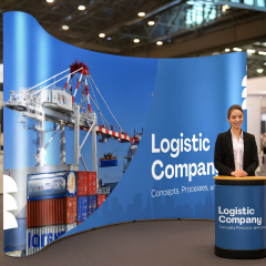 Pop-Up Örümcek Stand 3x5 Panel Oval – Taşınabilir Fuar ve Tanıtım Standı